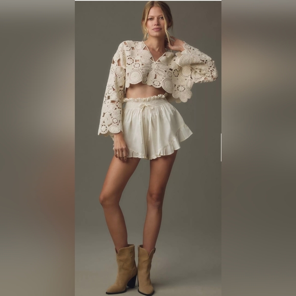 Anthropologie Patterned Crochet Shrug Top - Picture 15 of 15